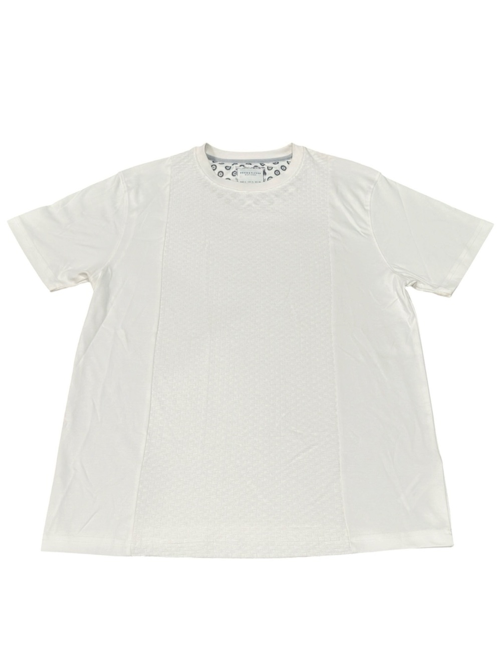 Denim & Flower White Textured Crewneck Tee